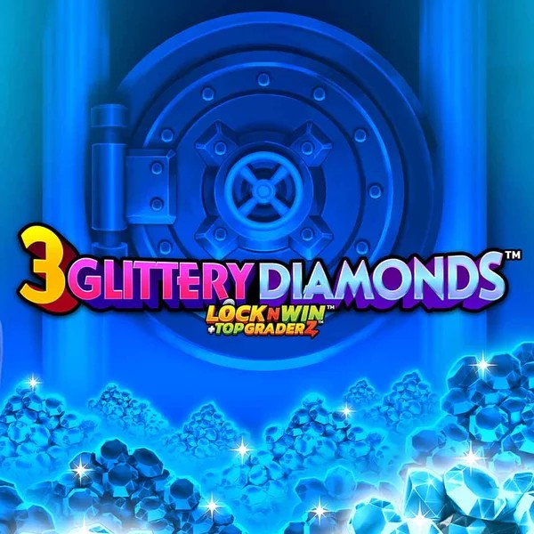 Official Slots logo: 3 Glittery Diamonds by PearFiction Studios at Pribet Casino